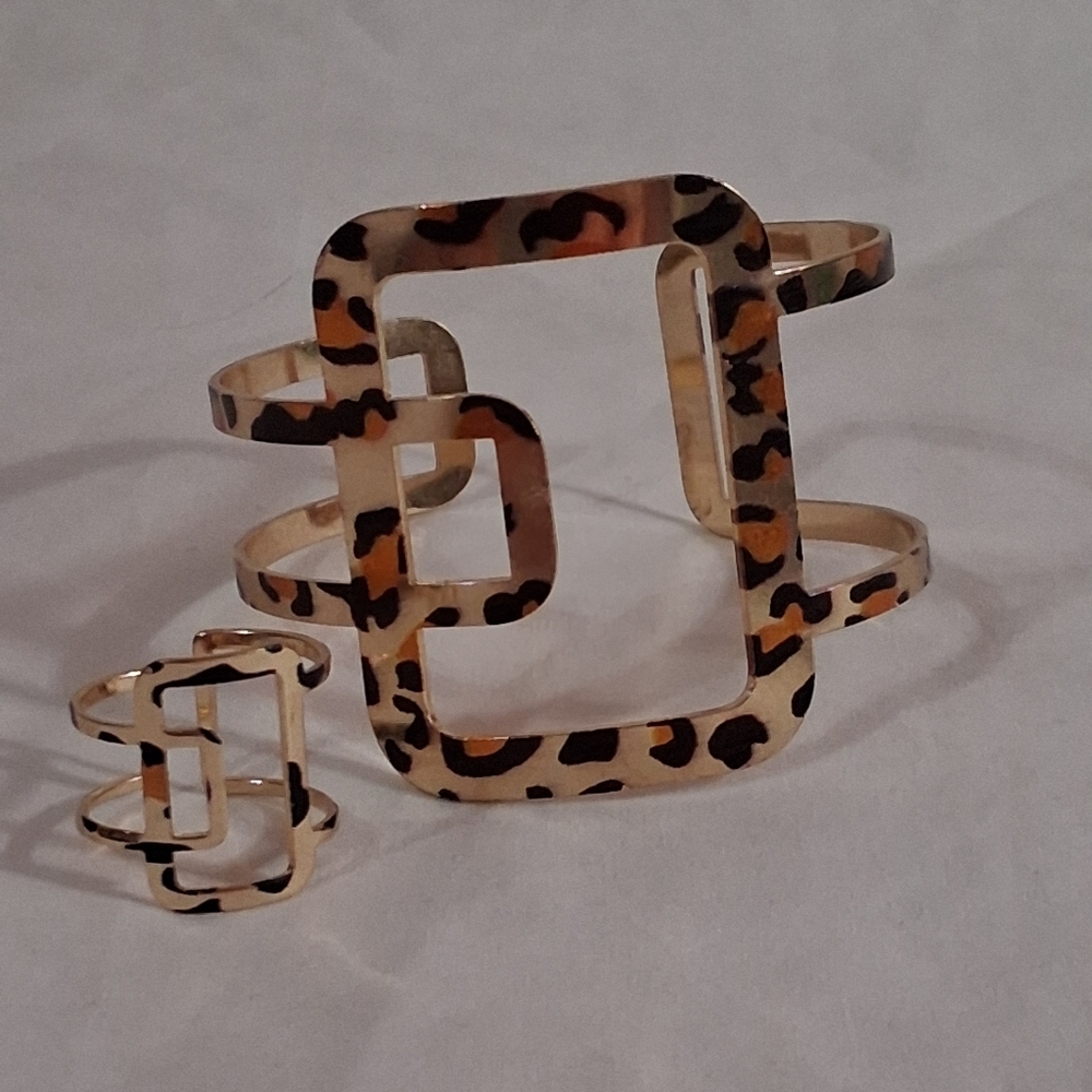 New 2pc Chic Leopard Print Jewelry Set